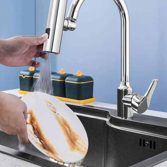 Torneira Cascata Flexível Multifuncional para Cozinha - Três Modos Inclusos